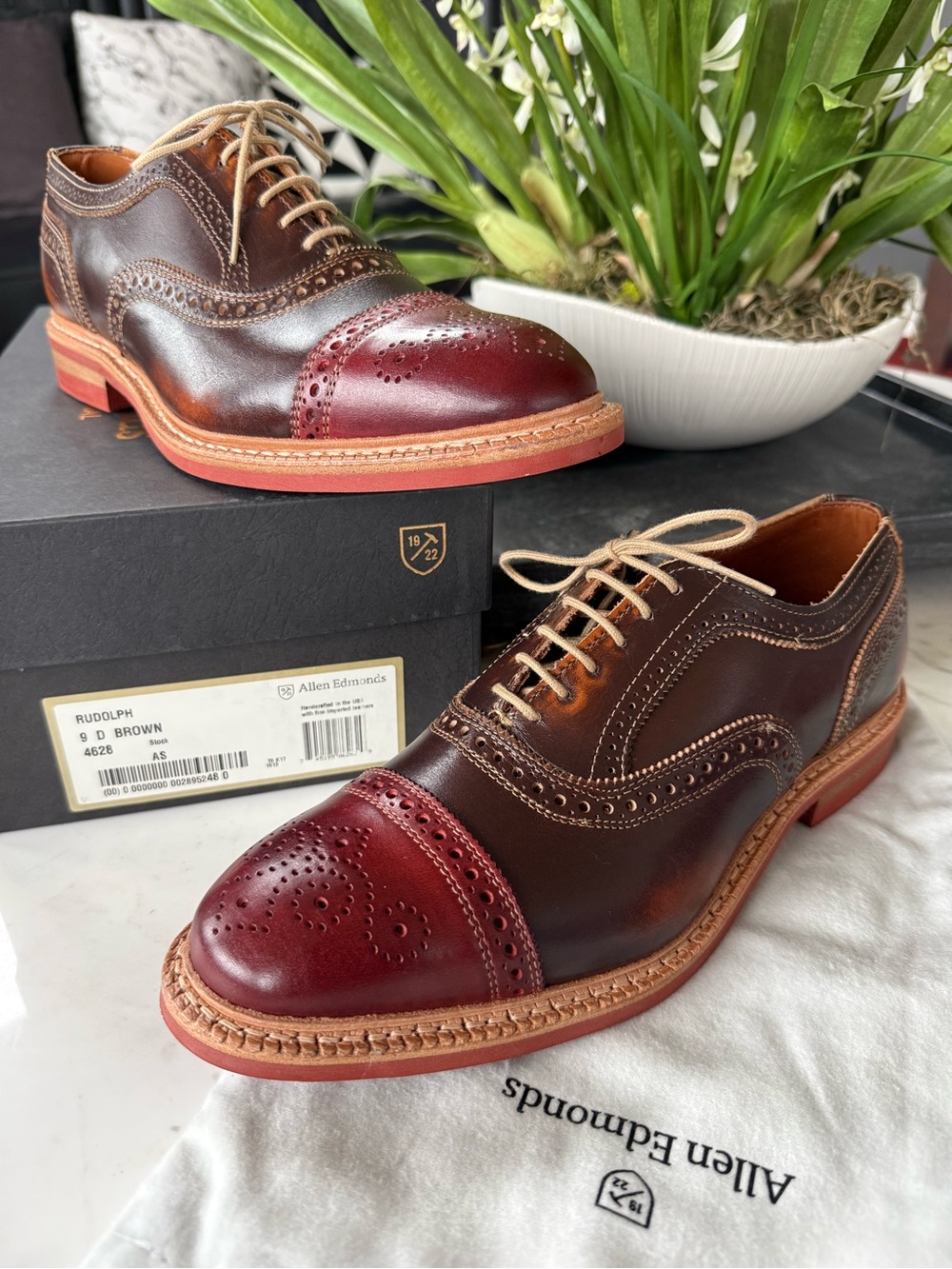New Allen Edmonds Rudolph Leather Brogue Oxford Men’s